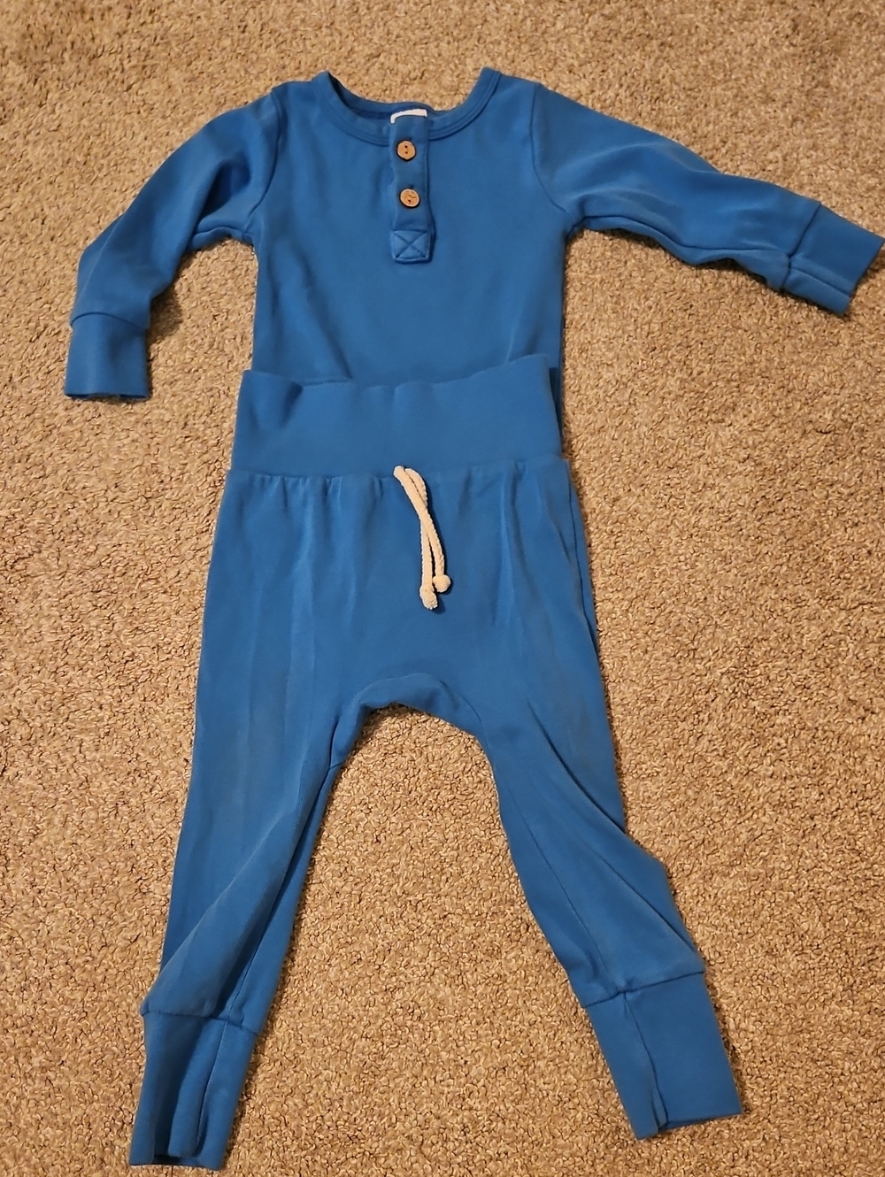Little One Shop 18-24M Cotton Blue Long Sleeve Romper Jumpsuit